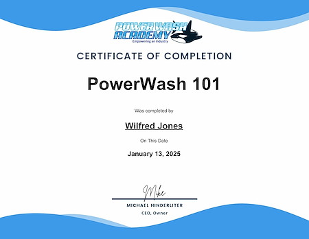 Powerwash 101 certification